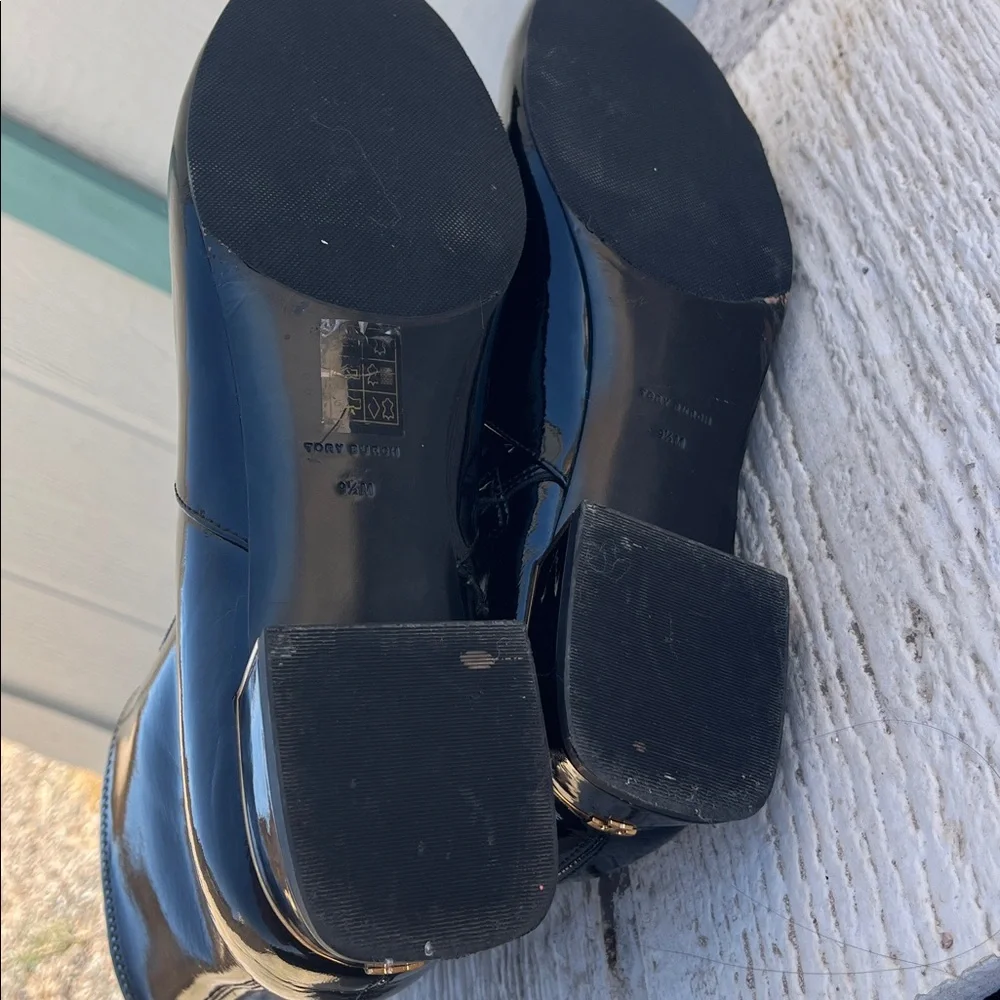 Tory Burch Black Patent Leather Ankle Boots Heels Size 9.5 $398
